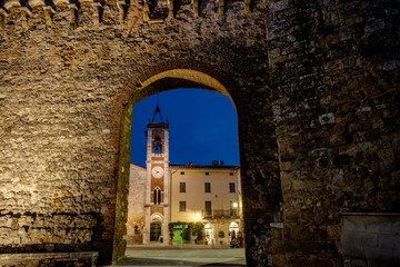 San Quirico dOrcia nightscape. Siena Province, Tuscany, Italy.