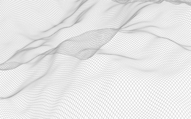 Abstract landscape on a white background. Cyberspace grid. hi tech network. 3d illustration
