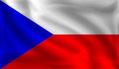 Waving flag of Czech Republic, the flag of Czechia, vector illustration