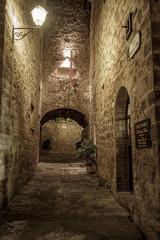 Fototapeta na wymiar San Quirico dOrcia nightscape. Siena Province, Tuscany, Italy.