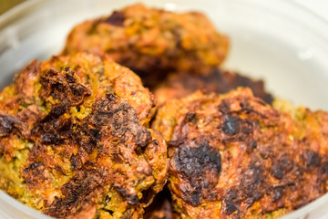 Cutlets from meat and vegetables. Fried cutlets.