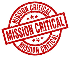 mission critical round red grunge stamp