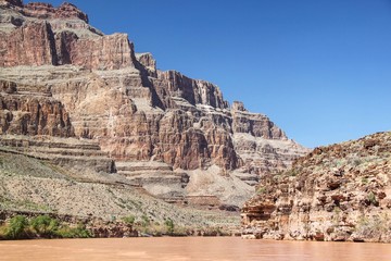 Gorgeous view on Colorado river and  Cliff of Grand Canyon, Arizona.Beautiful nature landscape backgrounds.