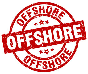 offshore round red grunge stamp