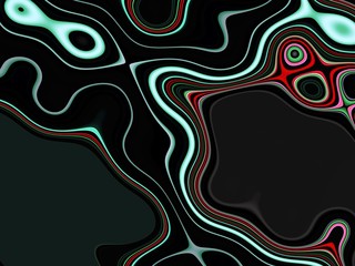 Red black fluid shapes, abstract colorful background, hypnotic design