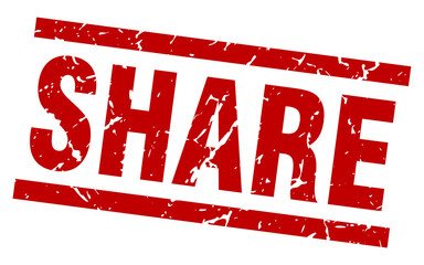 square grunge red share stamp