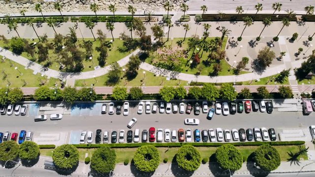 Limassol city embankment on sunny day, aerial view