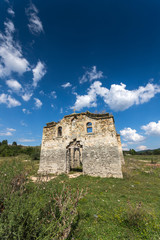 Ancient Medieval Eastern Orthodox church of Saint John of Rila at the bottom of Zhrebchevo Reservoir, Sliven Region, Bulgaria