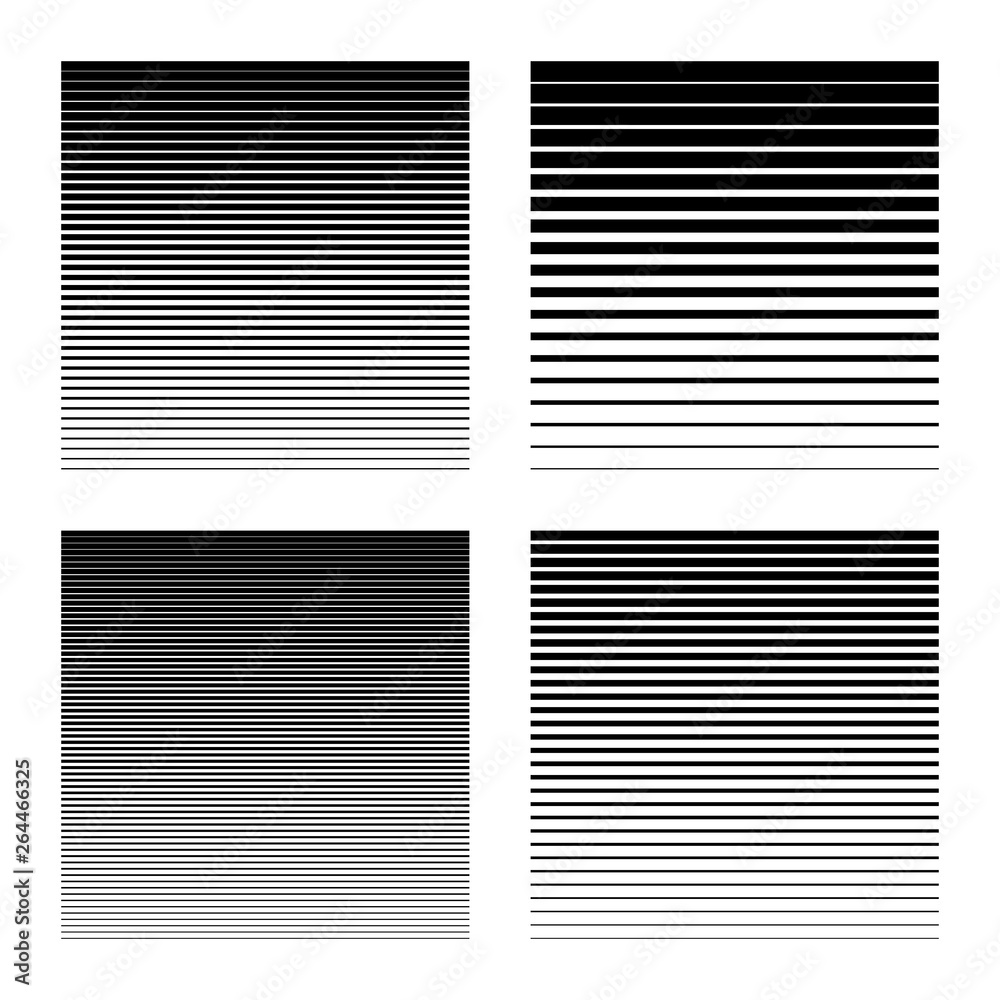 Wall mural linear halftone background with gradient effect. set of vector illustrations. black lines of decreas