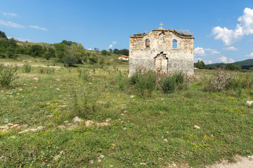 Ancient Medieval Eastern Orthodox church of Saint John of Rila at the bottom of Zhrebchevo Reservoir, Sliven Region, Bulgaria