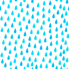 Rain drops. Seamless vector pattern. Abstract blue and white design.