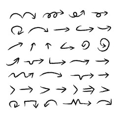 Illustration of Grunge Sketch Handmade Doodle Vector Arrow Set