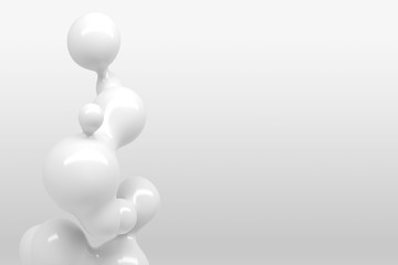 Digital metaball background of flying overflowing into each other shiny spheres 3D illustration