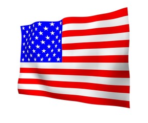 Fototapeta premium Waving flag of the United States of America. Stars and Stripes. State symbol of the USA. 3D illustration