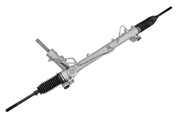 Steering rack from the car on a white background