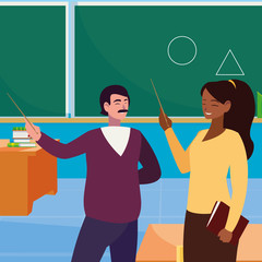 interracial teachers couple in the classroom characters