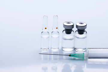 syringe close up. ampoules for injection.