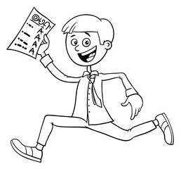 boy with school certificate coloring book