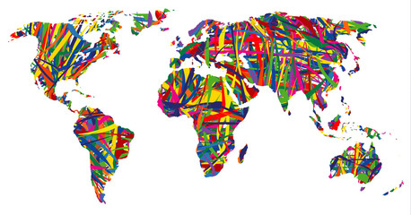 colorful map of the world