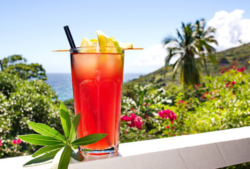Cocktail with Tropical Background