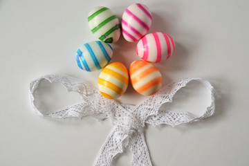 Easter eggs dyied in rainbow colors