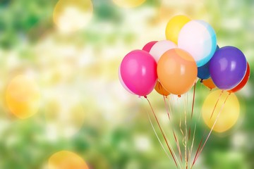 Bunch of colorful balloons on white background