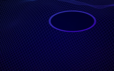 Abstract landscape on a blue background. Cyberspace grid. Mockup. hi tech network, technology. 3D illustration