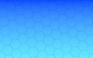 Translucent honeycomb on a gradient blue sky background. Perspective view on polygon look like honeycomb. Isometric geometry. 3D illustration