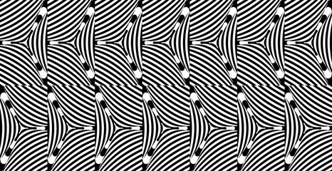 Seamless pattern with hypnotic trance texture. Abstract black and white striped background. Op art monochrome abstraction. Psychedelic trippy art.