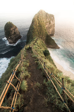 hand made bridge to cliff