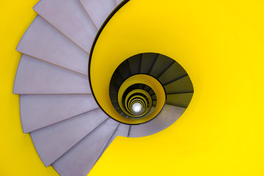 yellow spiral staircase