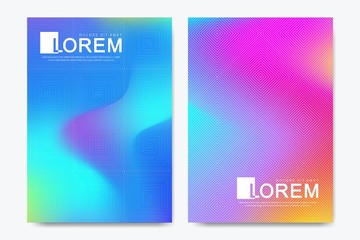 Creative vector template for brochure, leaflet, flyer, cover, catalog, banner, card. Abstract fluid gradient shapes vector trendy liquid colors backgrounds set. Grid texture vector illustration