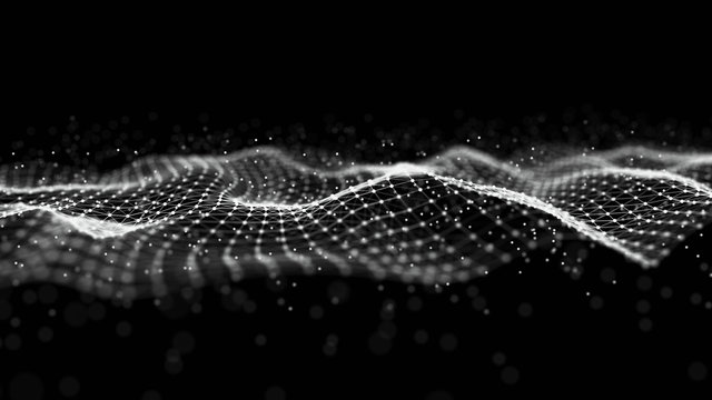 Wave 3d. Futuristic point wave. Abstract background with a dynamic wave. Data technology illustration.