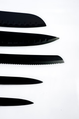 set of professional kitchen knives