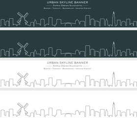 Obraz premium Amsterdam Single Line Skyline Banner