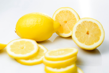 lemon sliced on white background
