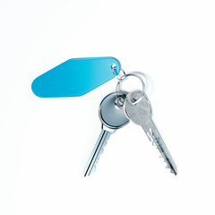 Realistic keys close up isolated on white background. 3d rendering.