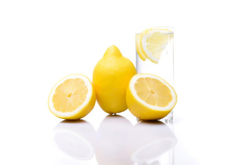 water lemon detox isolated on white background 