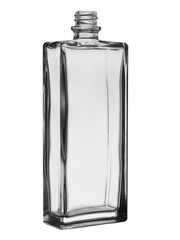 Empty glass perfume squared bottle isolated on a white background