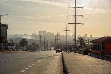 City street at sunset, highway, Africa, Angola, Luanda 