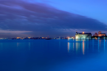 Istanbul, Turkey, 11 June 2007: Blue Sunset of Haydarpasa Railway Station, Kadikoy