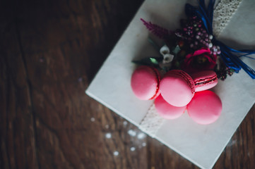 gift with sweets on a dark background