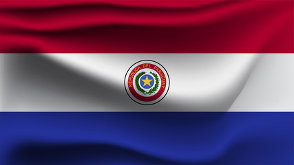 Paraguay flag waving with the wind  3D illustration wave flag
