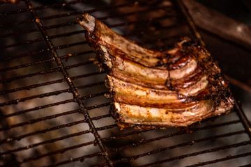 Pig ribbs barbecue , Patagonia, Argentina