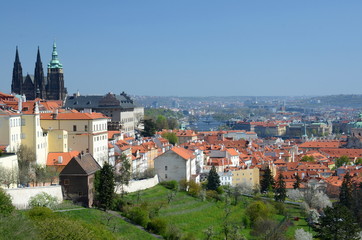 Fototapeta na wymiar Panoramic view of Prague from near Strahov Monastery
