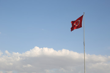 Turkish flag in a cloudy day.