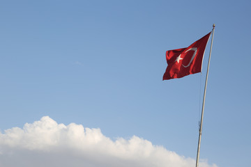 Turkish flag in a cloudy day.