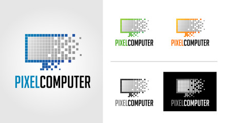 Pixel Computer Logo Template Set