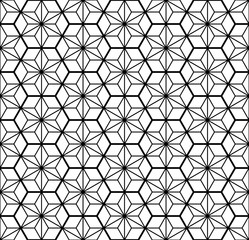 Seamless traditional Japanese geometric ornament .Black and white.