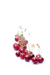 red cherries isolated on white background